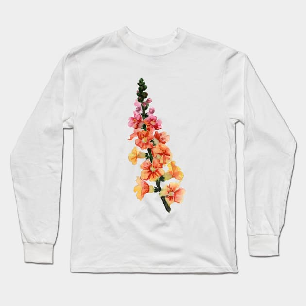 Hand Painted Flower Long Sleeve T-Shirt by Olga Berlet